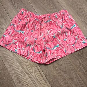 LAUREN JAMES Pink Tulip Print Pull On Shorts Size Medium Med M Women